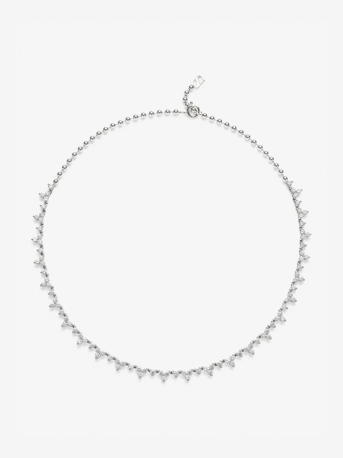 Collar rivière de oro blanco de 18K con 97 diamantes en talla brillante con un total de 5,33 cts