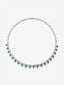 Collar rivière de oro blanco de 18K con esmeraldas verdes en talla corazón de 4,42 cts y diamantes blancos en talla brillante de 6,76 cts