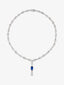 Collar de oro blanco de 18K con zafiro azul royal en talla oval de 3,92 y diamantes blancos en talla brillante de 9,27 cts