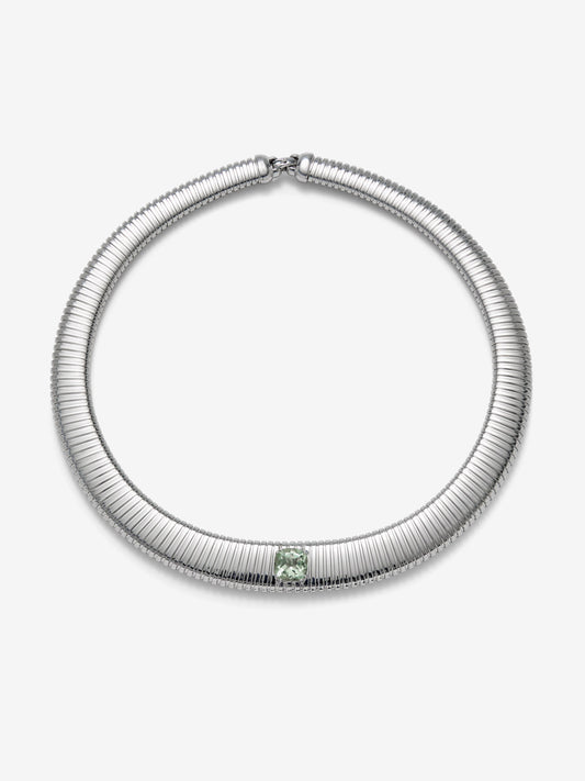 Collar tubogas de plata 925 con amatista verde