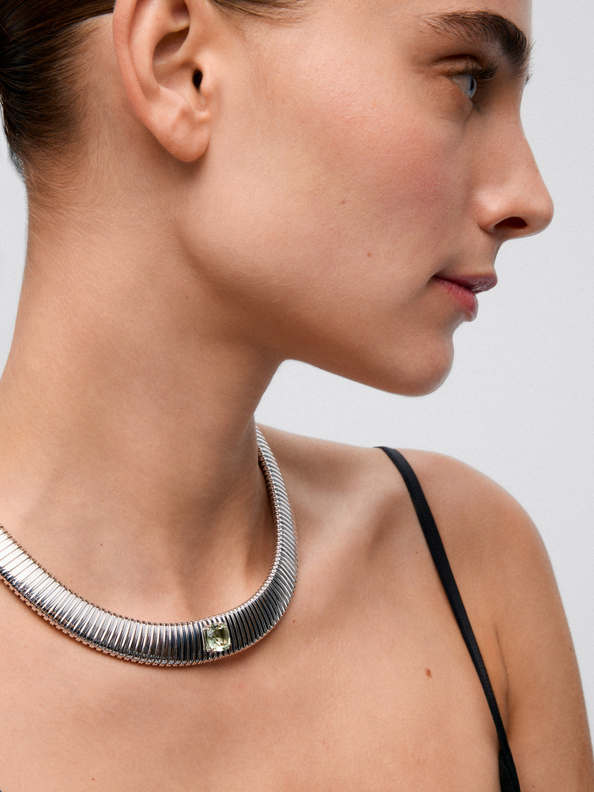 Collar tubogas de plata 925 con amatista verde