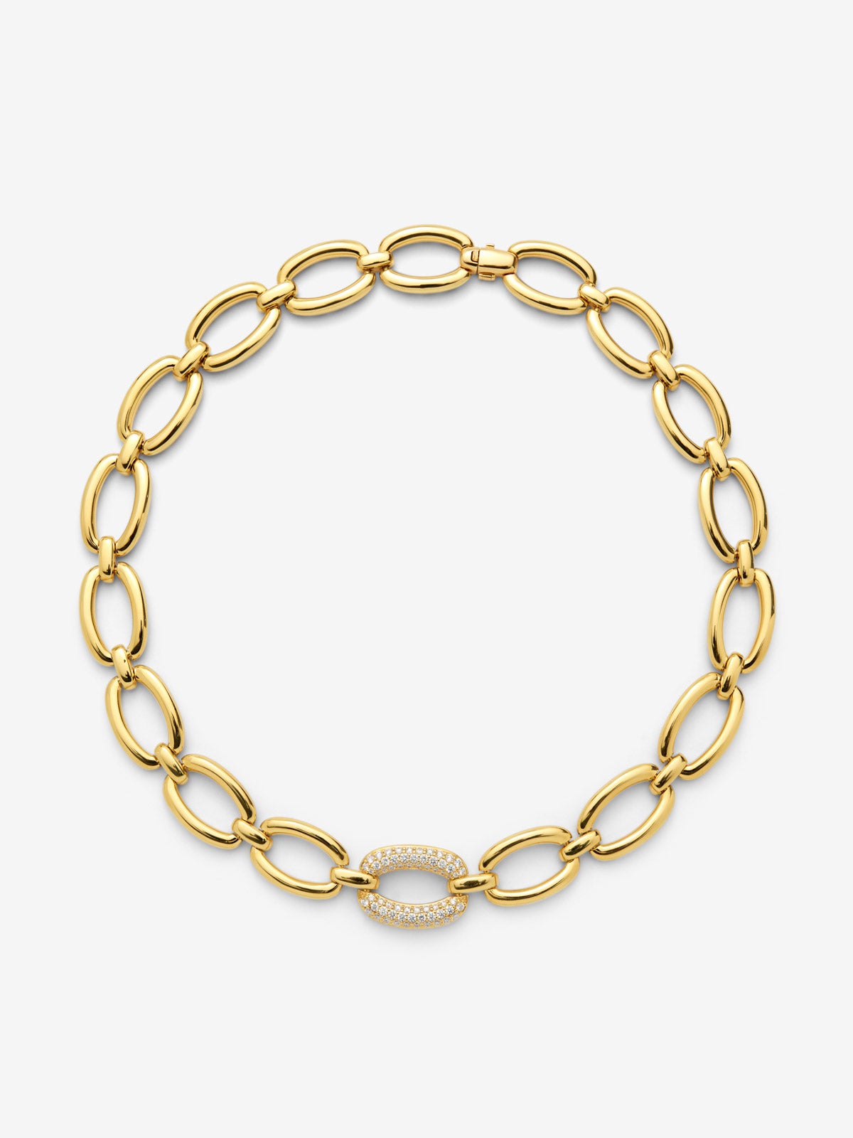 Collar eslabones de oro amarillo de 18K con pavé de diamantes