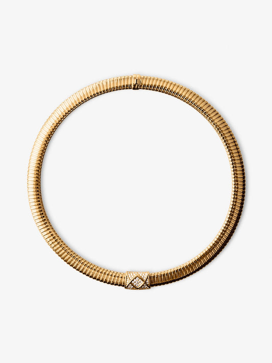 Collar tubogas de oro amarillo de 18K con 58 diamantes en talla brillante con un total de 0,9 cts