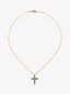 Colgante de oro amarillo de 18K con cruz de 11 esmeraldas en talla brillante con un total de 0,35 cts