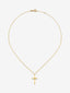 Colgante de oro amarillo de 18K con cruz grande y diamante en talla brillante de 0,015 cts