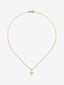 Colgante de oro amarillo de 18K con cruz pequeña y diamante en talla brillante de 0,01 cts