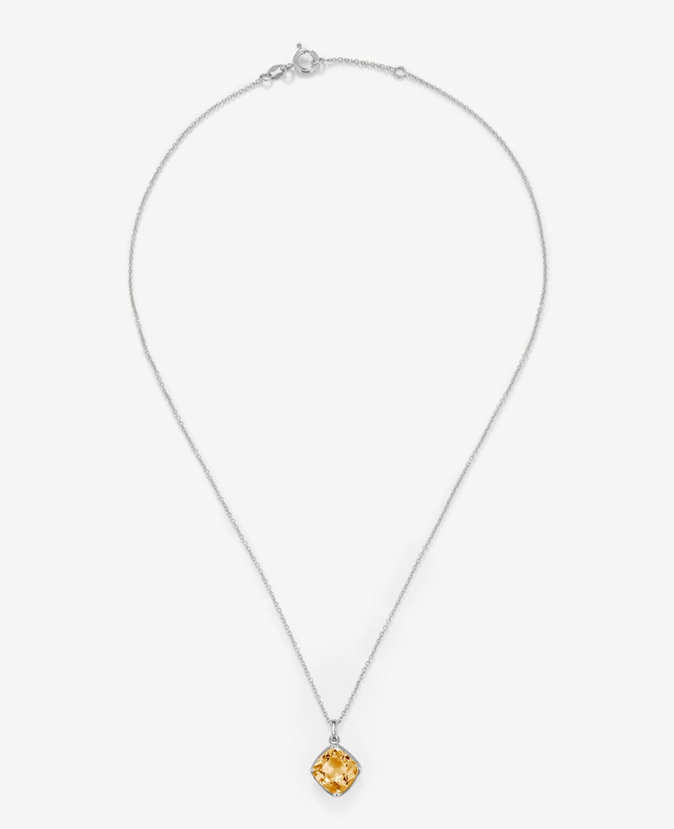 Colgante de plata 925 con cuarzo citrino en talla cushion de