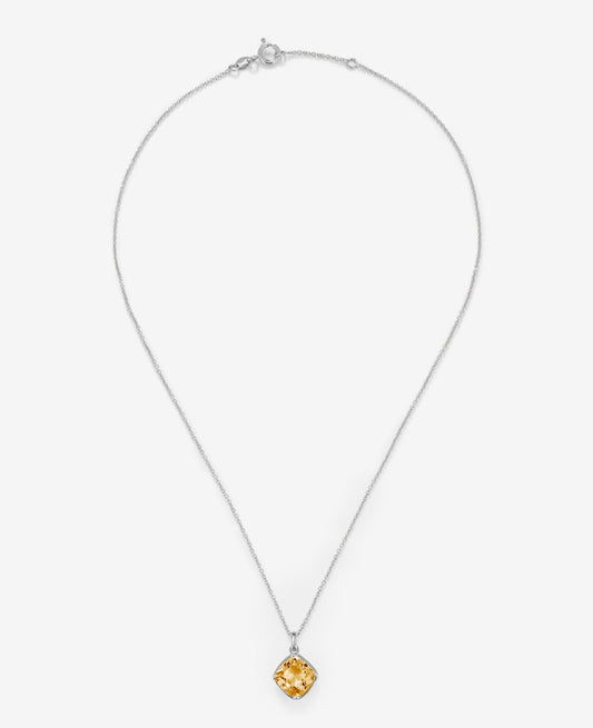 Colgante de plata 925 con cuarzo citrino en talla cushion de