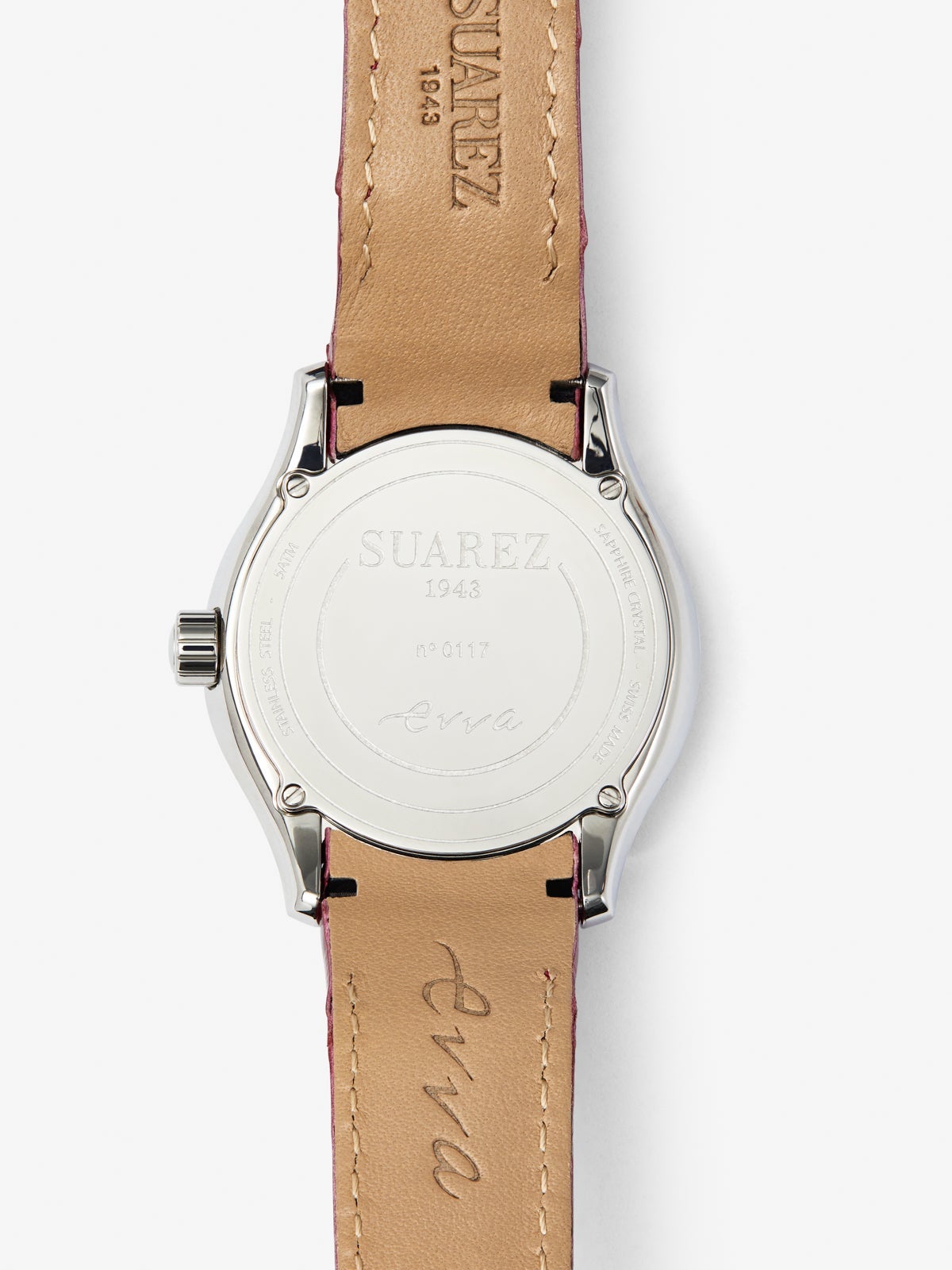 Reloj de acero inoxidable y pulsera de piel, con cristal de zafiro y movimiento de cuarzo