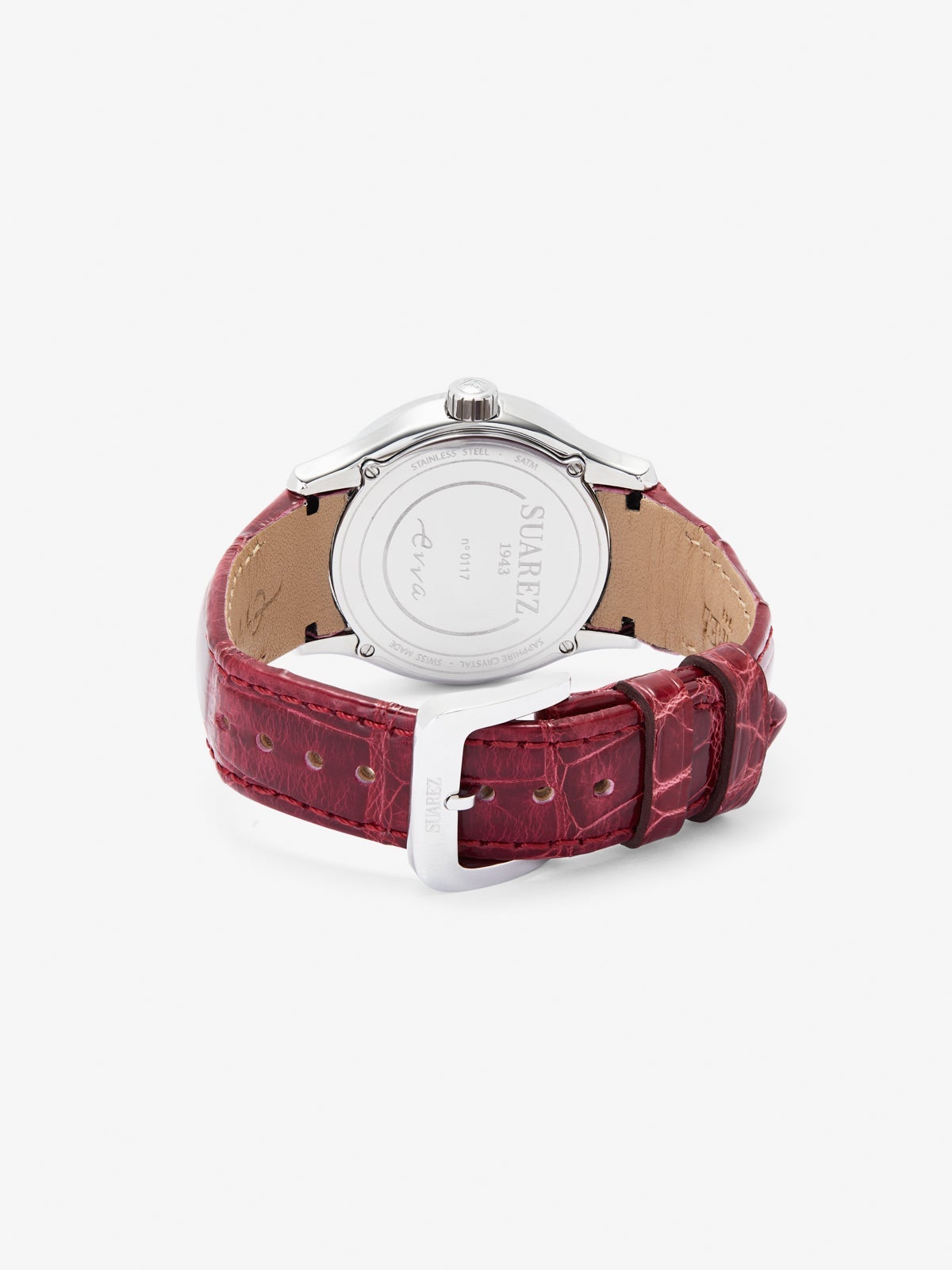 Reloj de acero inoxidable y pulsera de piel, con cristal de zafiro y movimiento de cuarzo