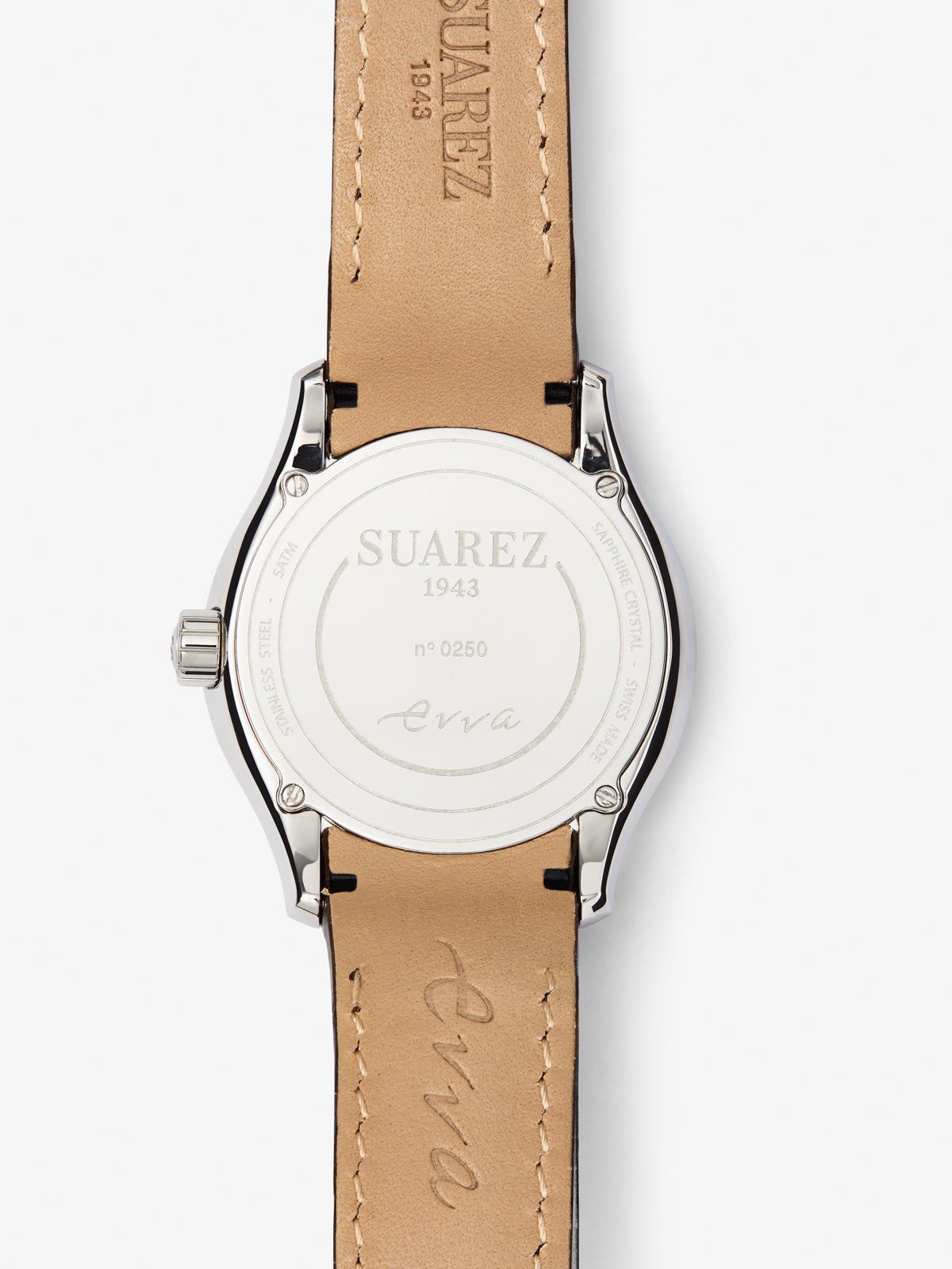 Reloj de acero inoxidable y pulsera de piel, con cristal de zafiro y movimiento de cuarzo