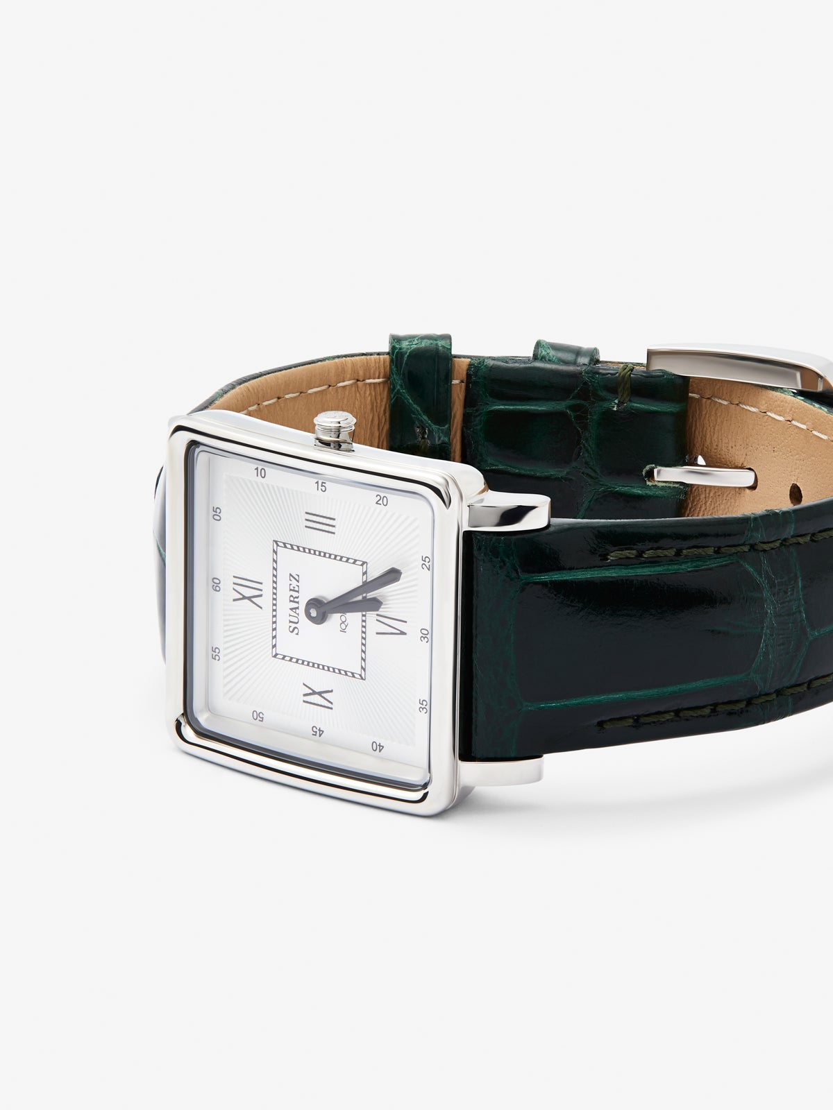 Reloj de acero inoxidable y pulsera de piel, con cristal de zafiro y movimiento de cuarzo
