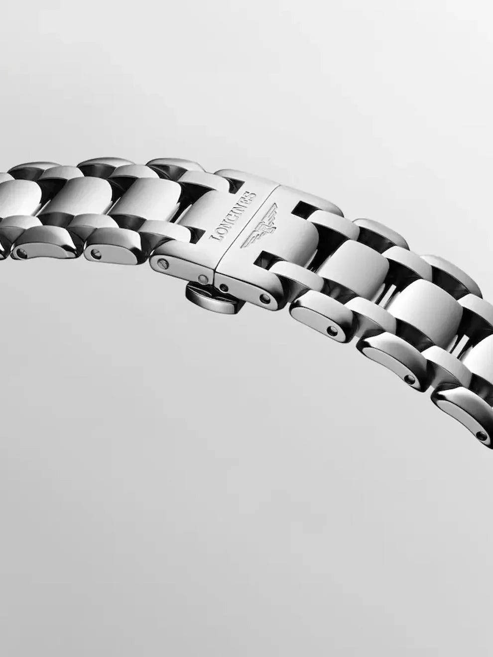 Reloj Longines Primaluna de acero inoxidable con cristal de zafiro, índices de diamantes y movimiento automático