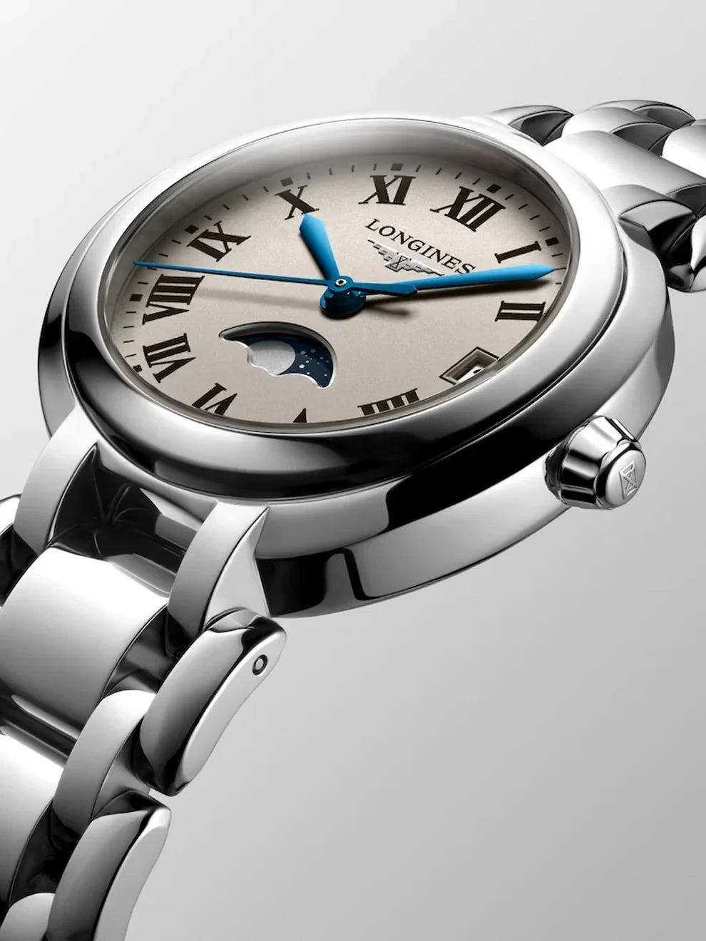 Reloj Longines Primaluna de acero inoxidable con cristal de zafiro y movimiento automático
