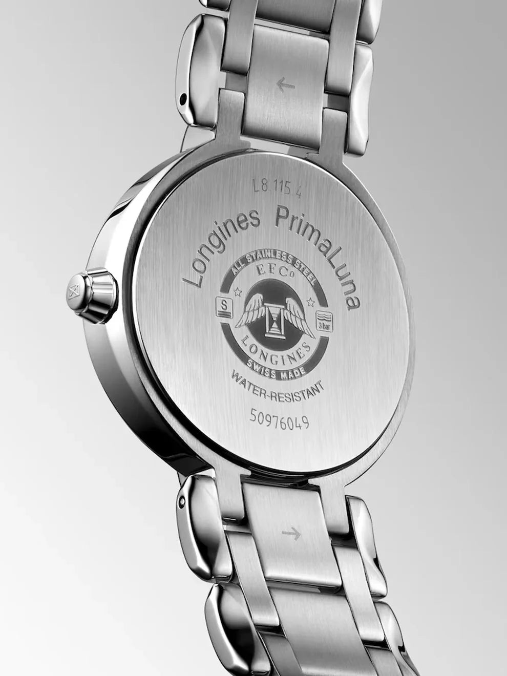 Reloj Longines Primaluna de acero inoxidable con cristal de zafiro y movimiento automático