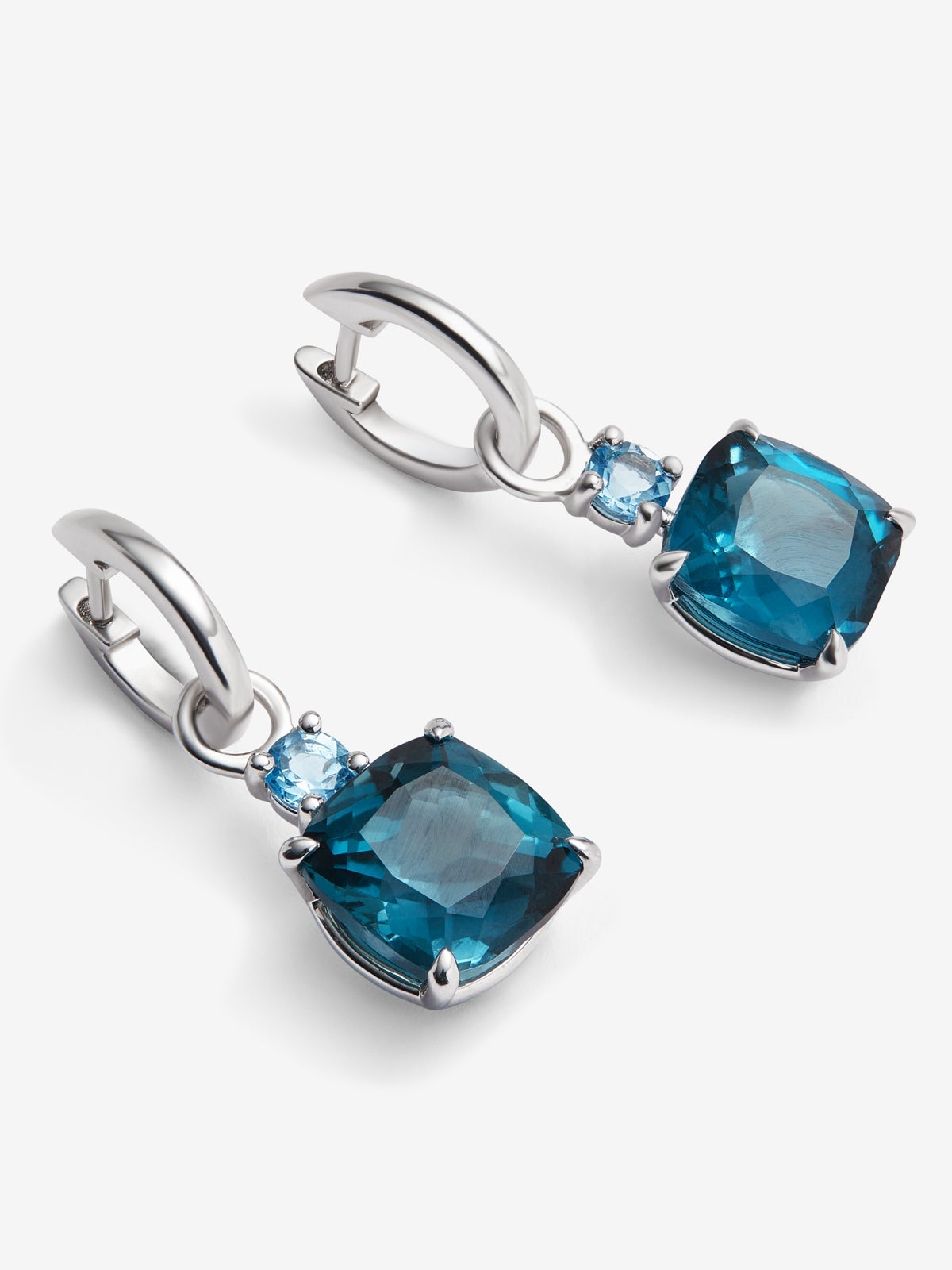 Pendientes de plata con topacio london y swiss