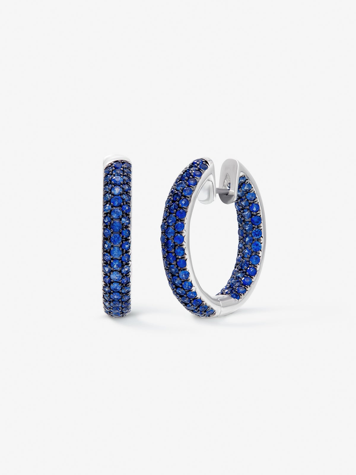 Pendientes aro de plata 925 con zafiros