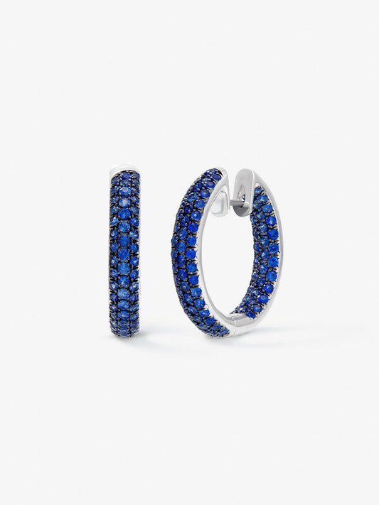 Pendientes aro de plata 925 con zafiros