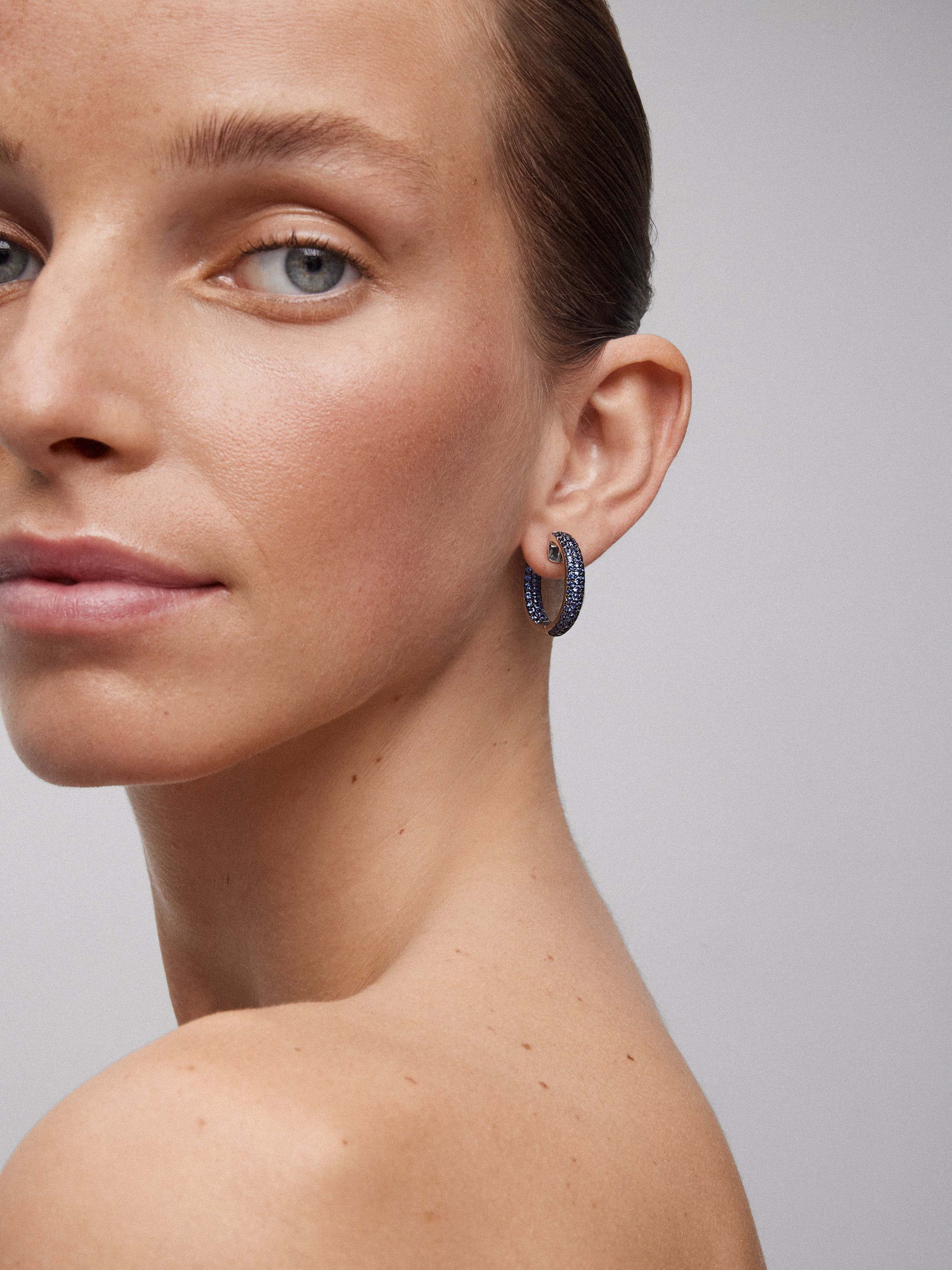 Pendientes aro de plata 925 con zafiros