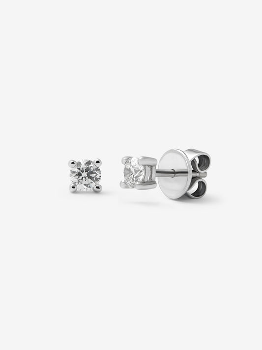 18K white gold earrings with solitaire diamond