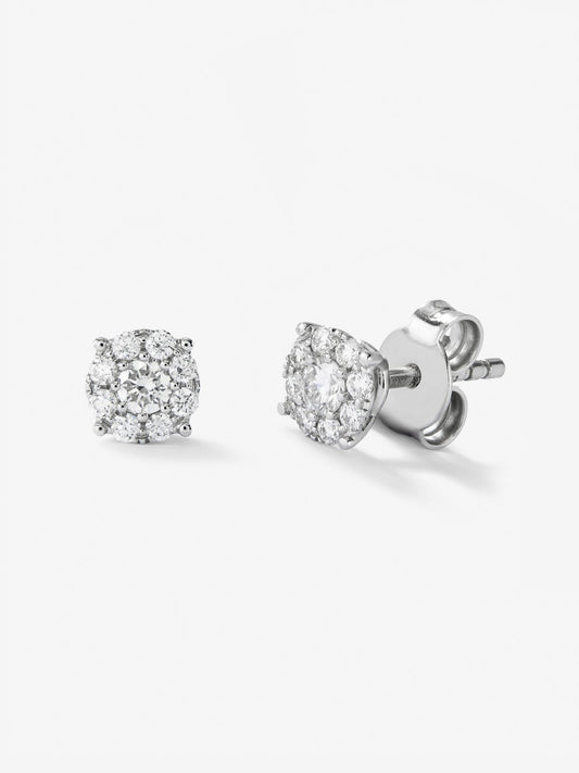 Pendientes de oro blanco de 18K con diamantes blancos en talla brillante de 0,37 cts