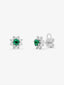 Pendientes de oro blanco de 18K con esmeraldas en talla brillante de 0,3 cts y diamantes blancos en talla brillante de 0,45 cts