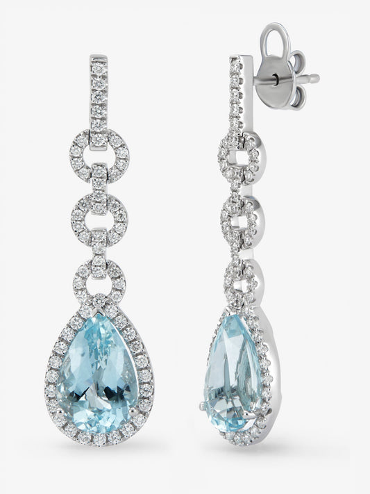 Anillo de oro blanco de 18kt con diamantes y zafiros