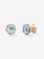 Pendientes de botón de oro rosa de 18K con topacios azul sky