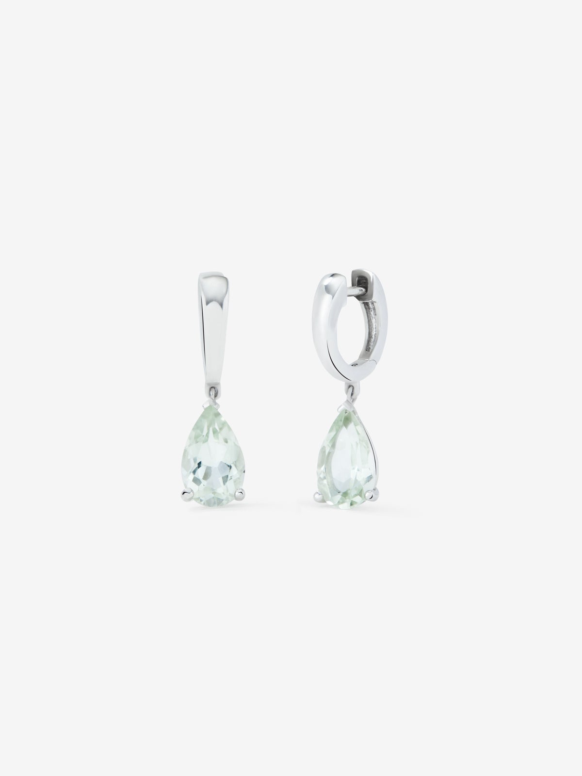 Pendientes de plata 925 con amatista verde en talla pera de 3,2 cts