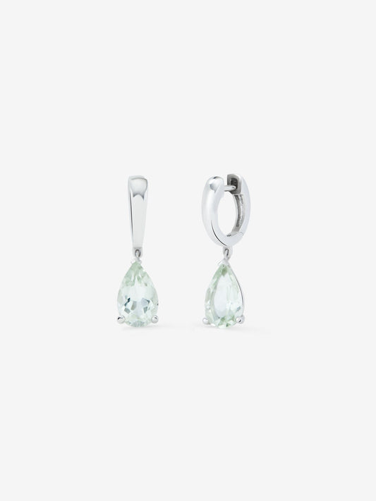 Pendientes de plata 925 con amatista verde en talla pera de 3,2 cts