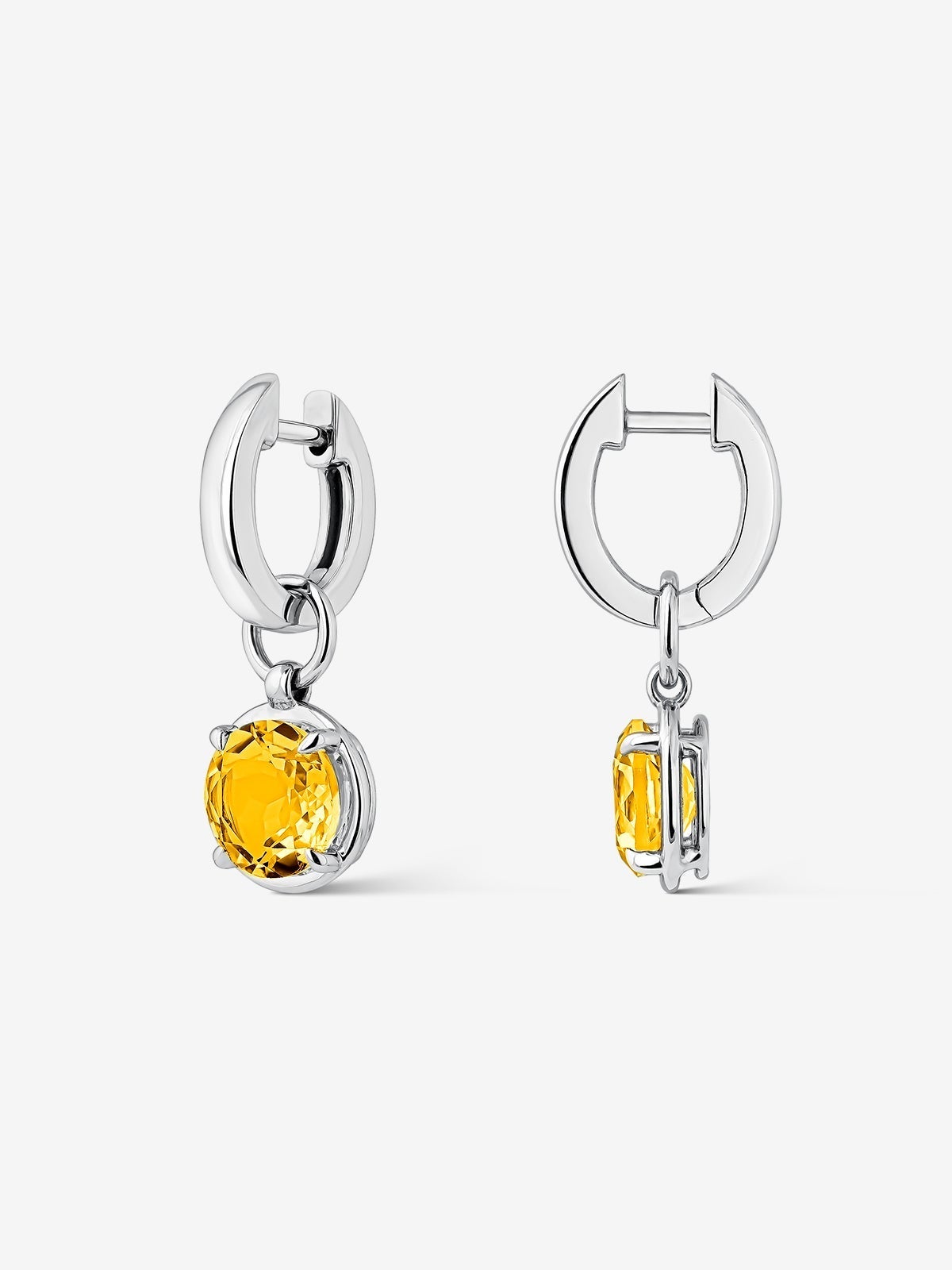 Pendientes de plata 925 con 2 citrinos amarillos en talla brillante con un total de 3,32 cts
