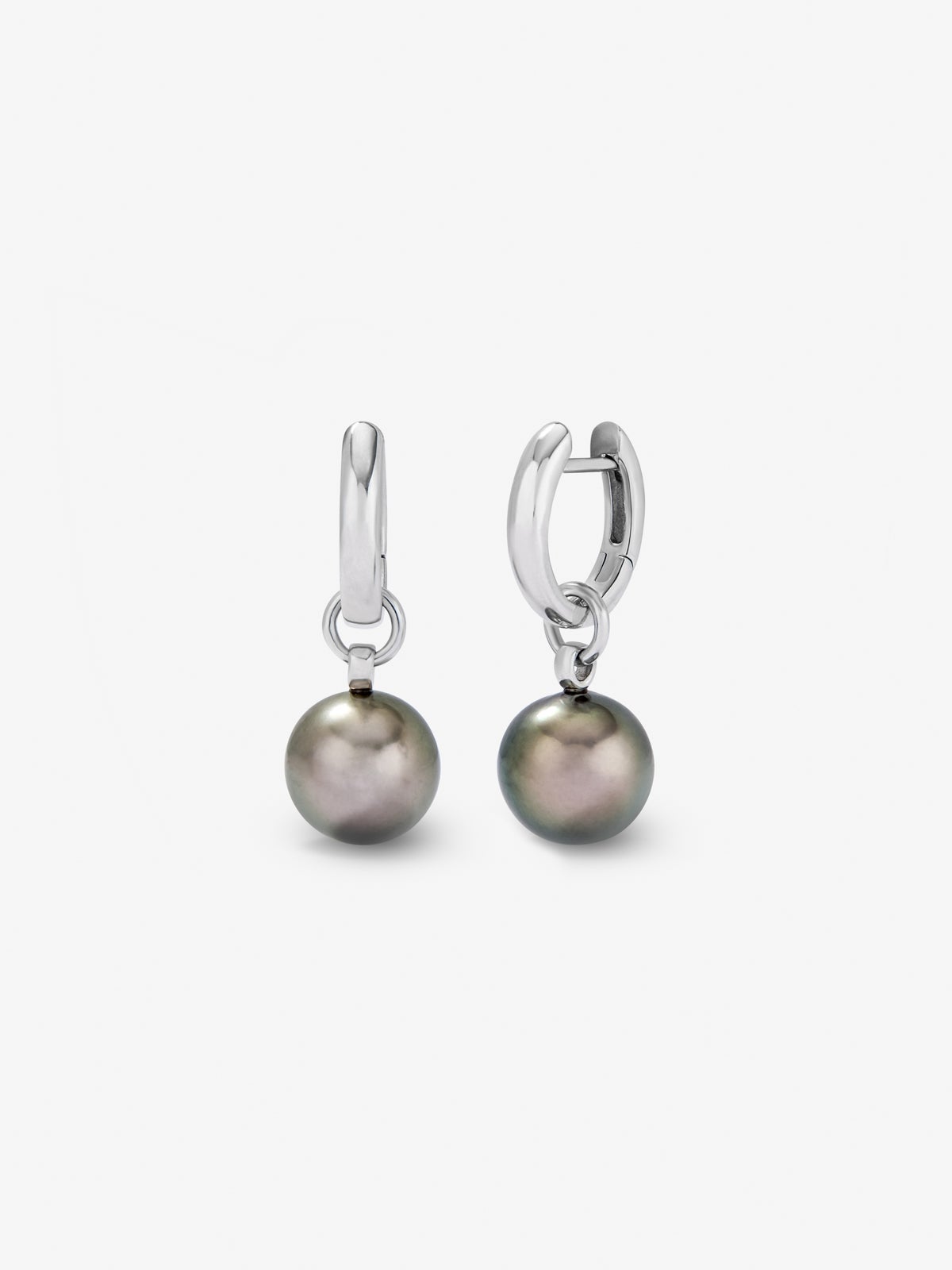 Pendientes de aro de plata 925 con 2 perlas de Tahití de 9mm