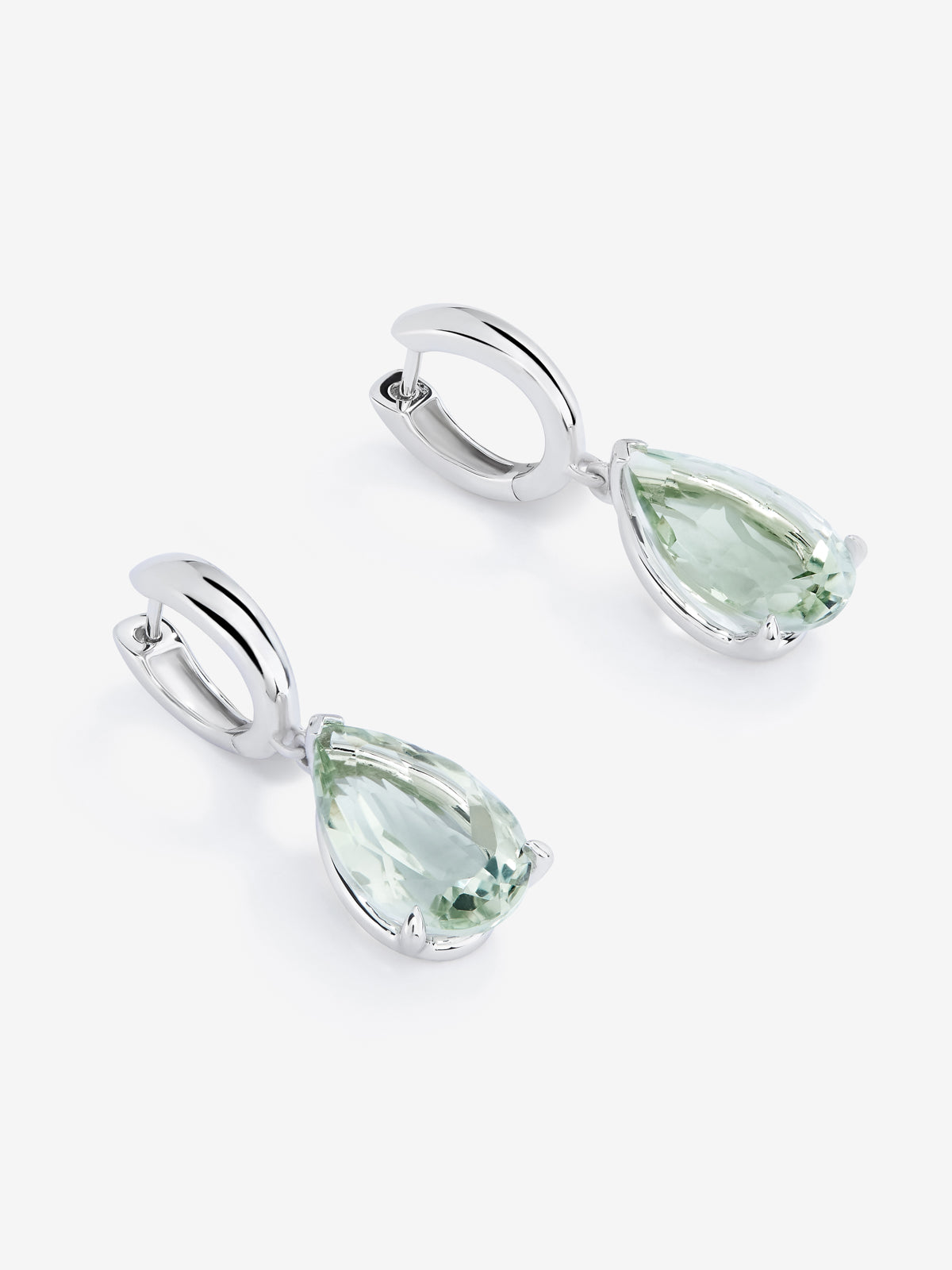 Pendientes aro de plata 925 con amatista verde colgante