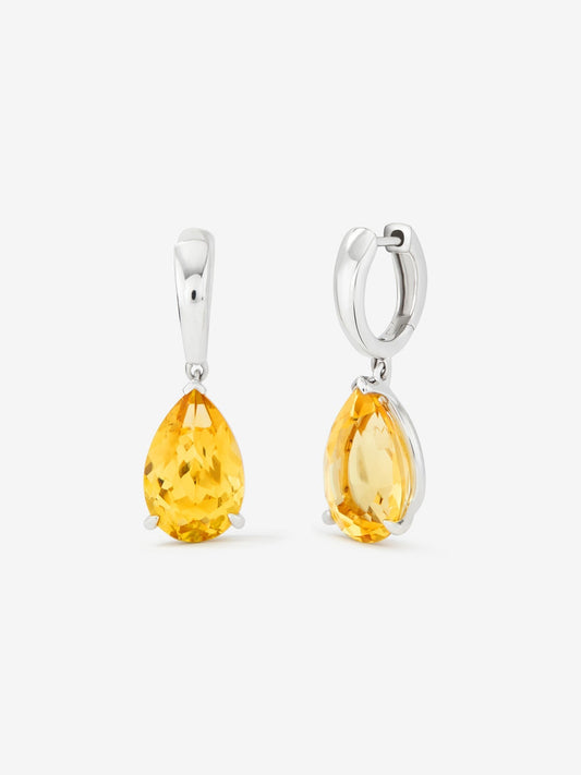 Pendientes aro de plata 925 con citrino colgante