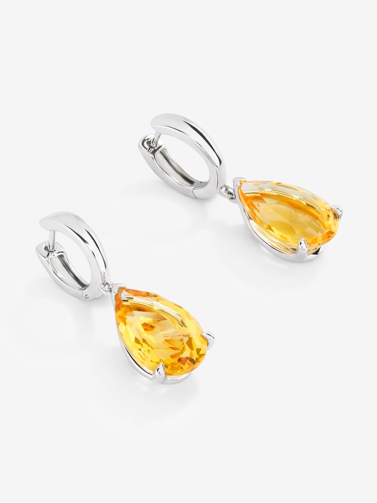 Pendientes aro de plata 925 con citrino colgante