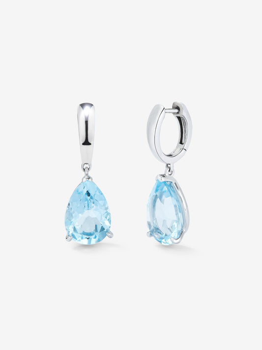 Pendientes aro de plata 925 con topacio colgante