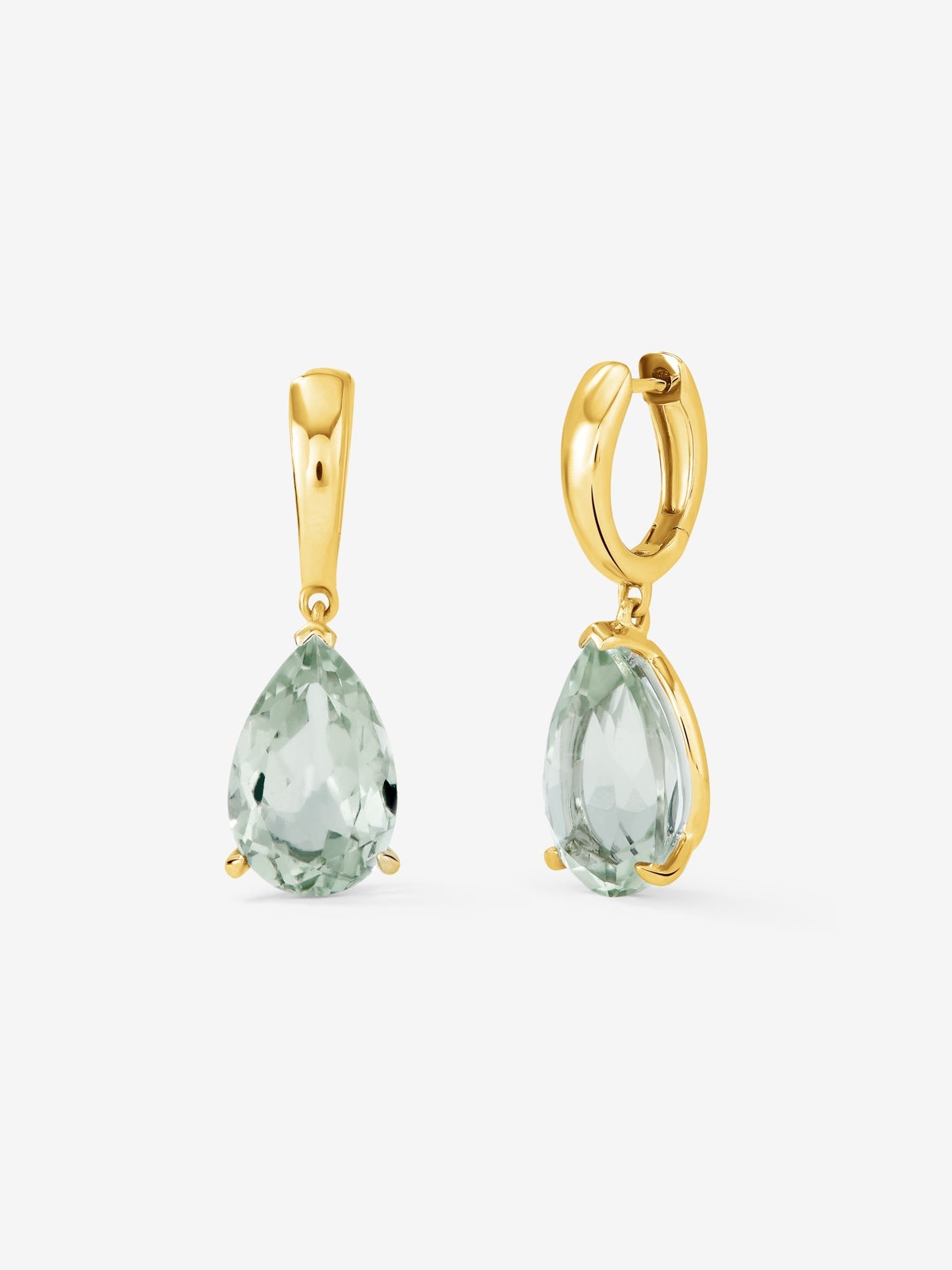 Pendientes de aro de oro amarillo de 18K con amatistas verdes
