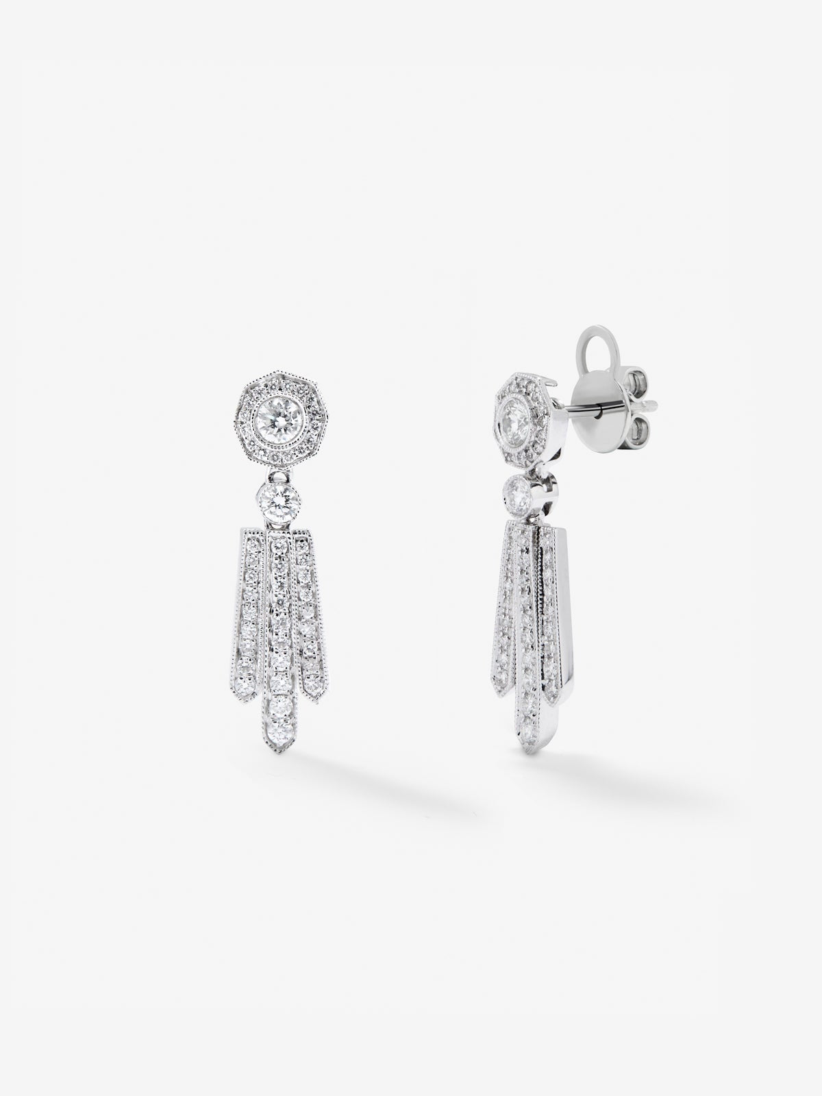 Pendientes desmontables de oro blanco de 18K con diamantes blancos en talla brillante de 0,2 cts