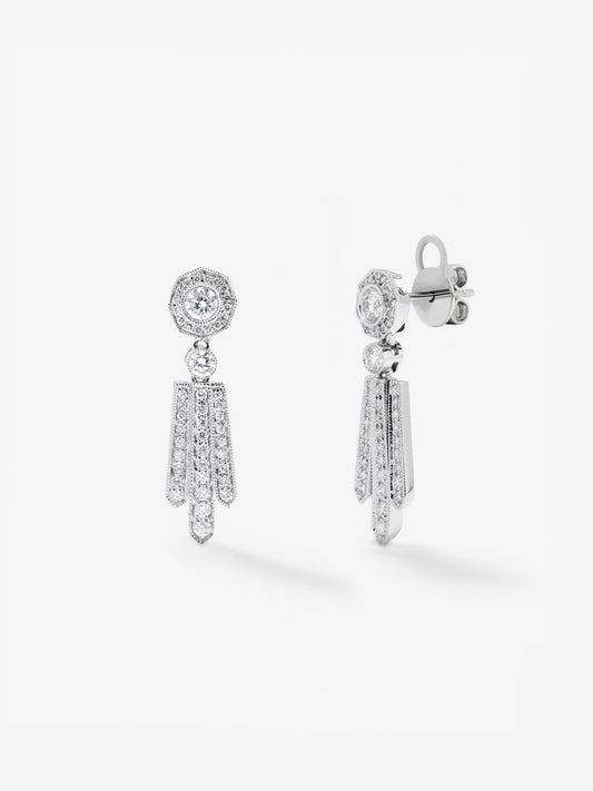 Pendientes desmontables de oro blanco de 18K con diamantes blancos en talla brillante de 0,2 cts