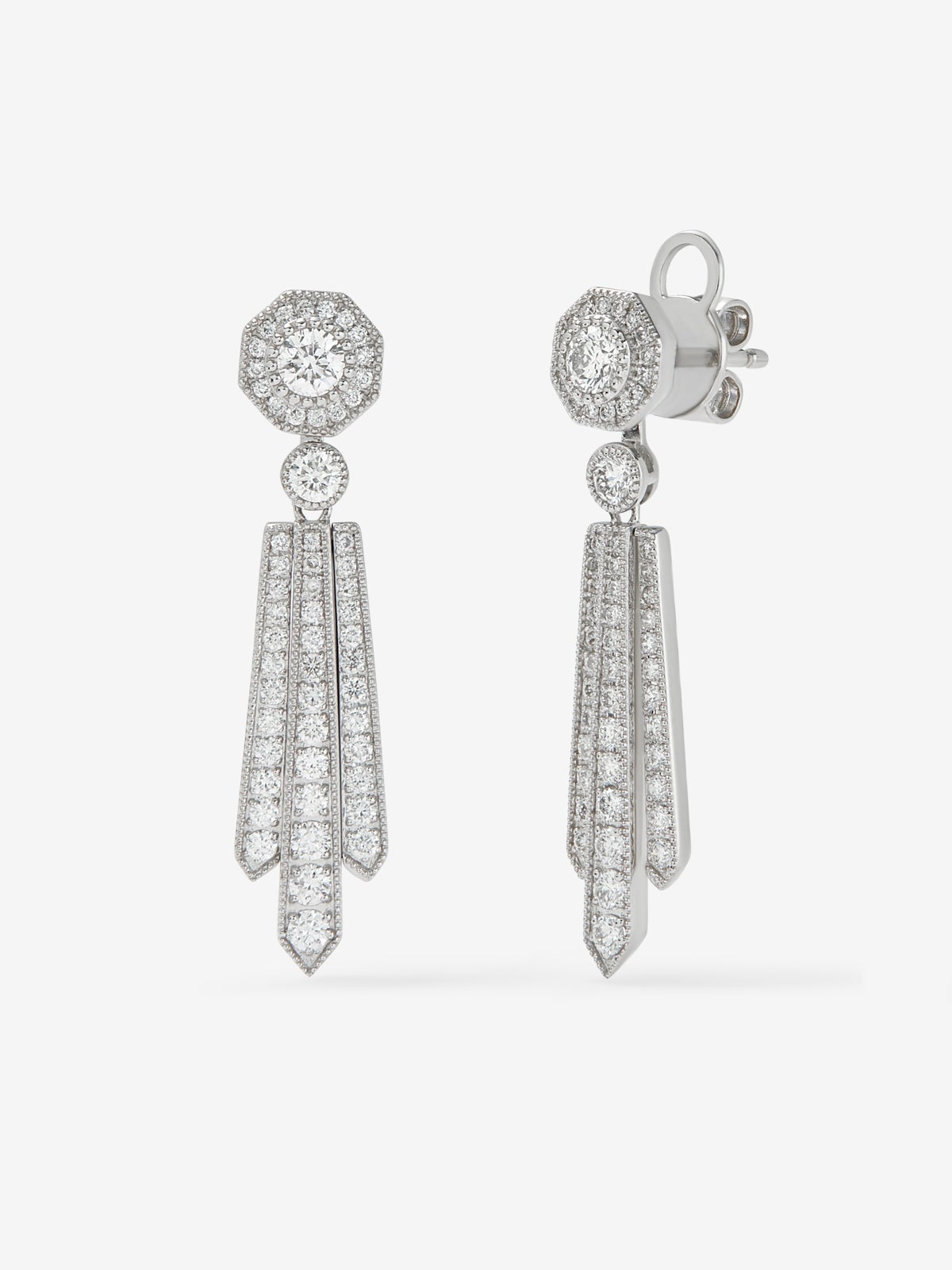 Pendientes de oro blanco de 18K con diamantes blancos en talla brillante de 0,88 cts