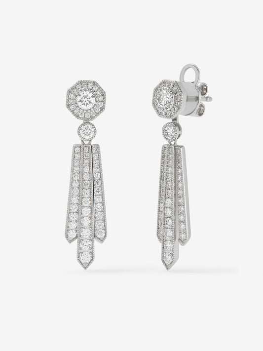 Pendientes de oro blanco de 18K con diamantes blancos en talla brillante de 0,88 cts