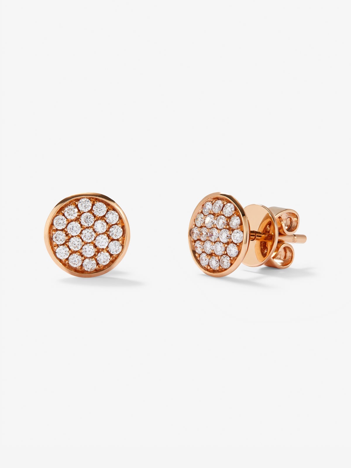 Pendientes de oro rosa de 18K con 2 perlas de 10mm y 38 diamantes en talla brillante con un total de 0,33 cts