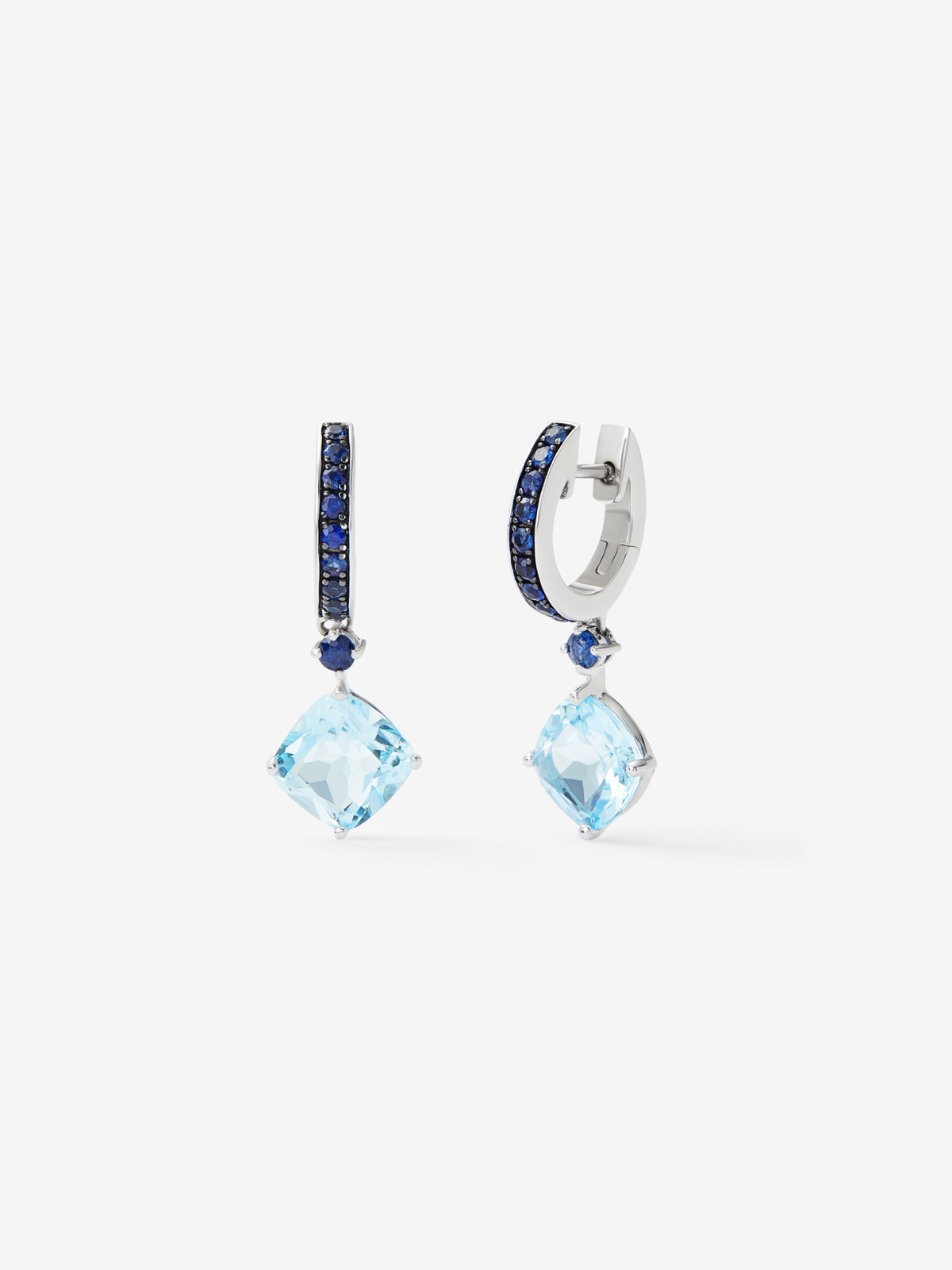 Pendientes de plata 925 con amatista verde y zafiros