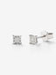 Pendientes de oro blanco de 18K con 2 diamantes en talla princesa con un total de 0,1 cts