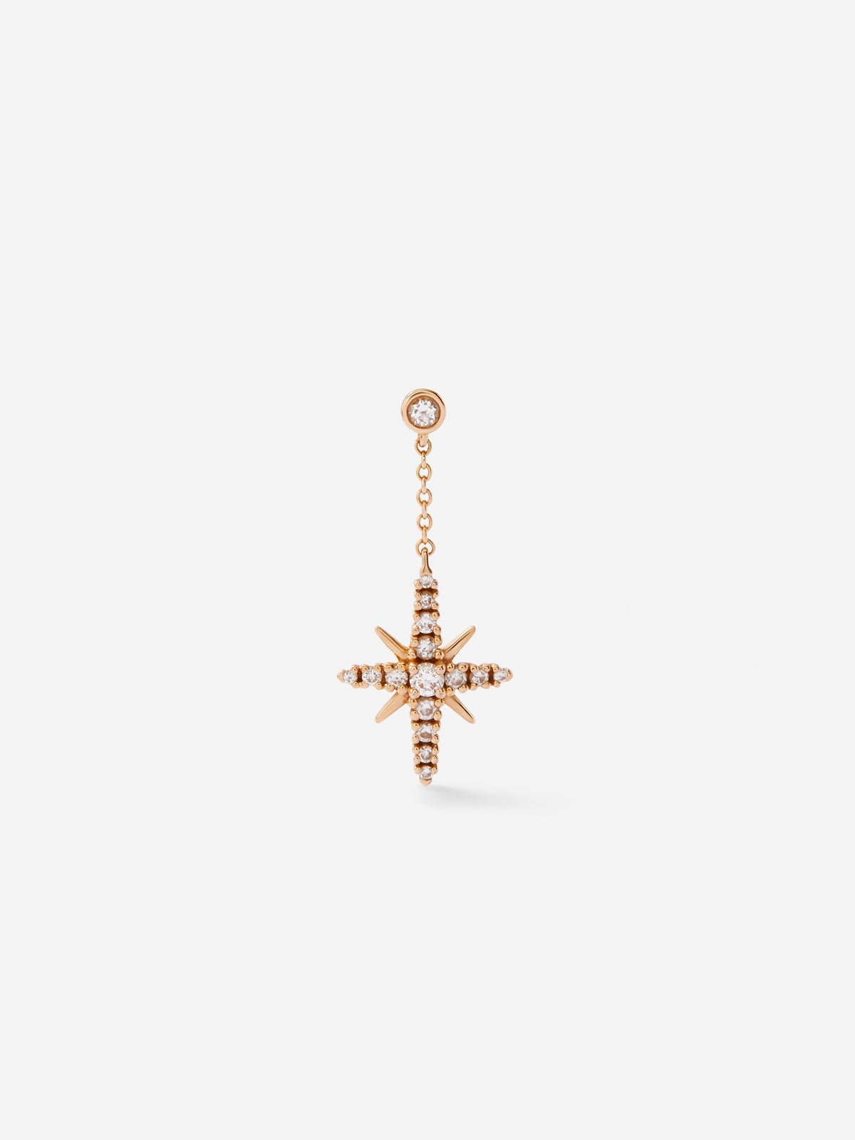 Pendiente individual de oro rosa de 18kt con diamantes