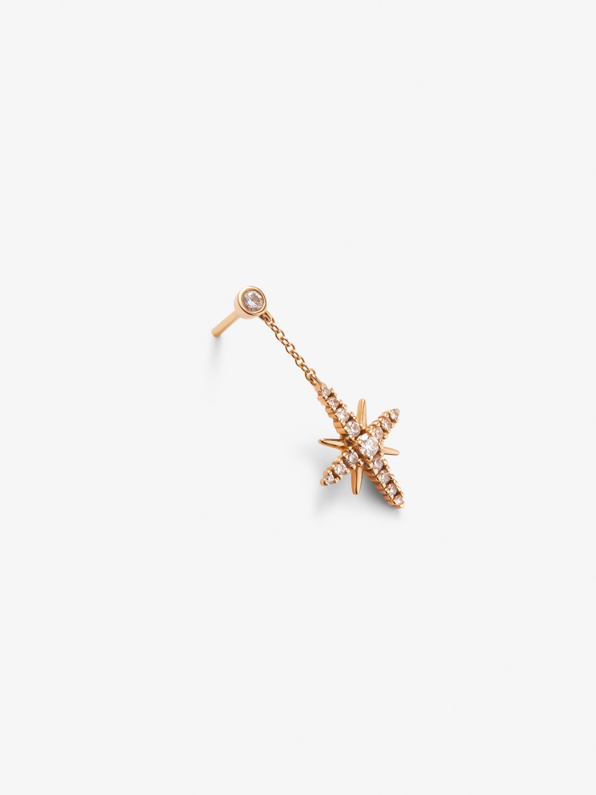 Pendiente individual de oro rosa de 18kt con diamantes