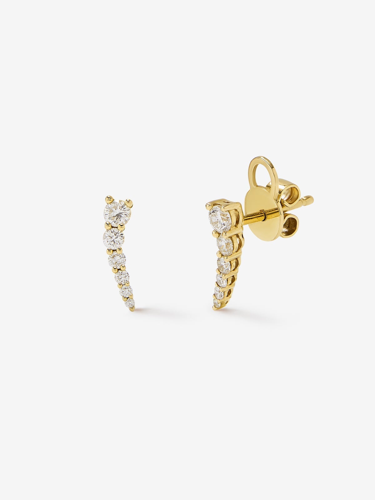 Pendientes trepadores de oro amarillo de 18K con 12 diamantes en talla brillante con un total de 0,34 cts