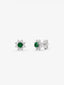 Pendientes de oro blanco de 18K con esmeraldas verdes en talla brillante de 0,19 cts y diamantes blancos en talla brillante de 0,3 cts