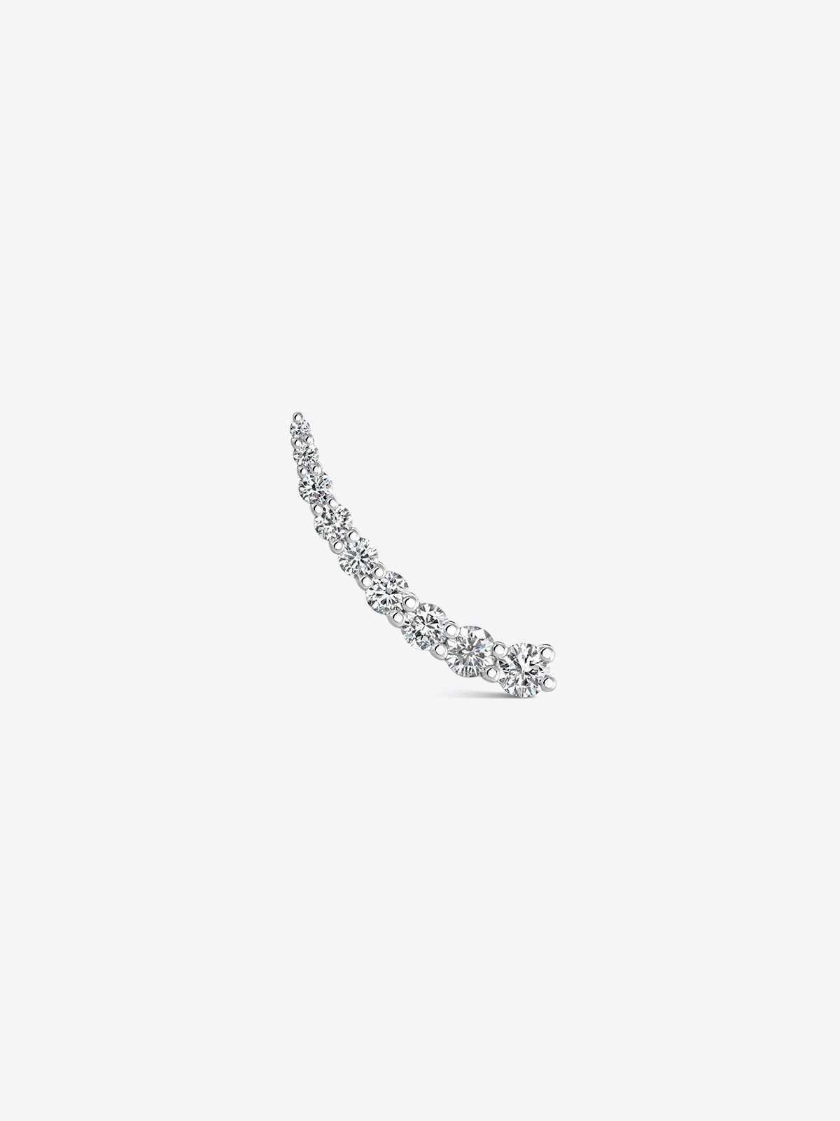 Pendiente unitario de oro blanco de 18kt con diamantes