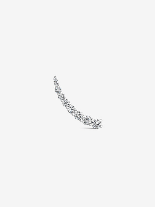 Pendiente unitario de oro blanco de 18kt con diamantes